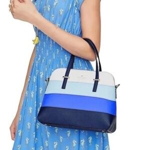 Kate Spade Cedar Street Stripe Maise Ocean Blue Crossbody & Zip Around Wallet